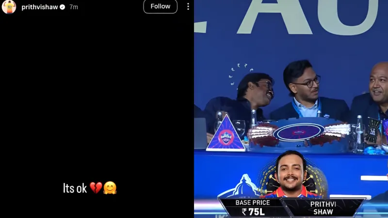 Prithvi Shaw reacts ‘It’s okay’ to going unsold before Delhi Capitals snap him up for INR 75 lakh