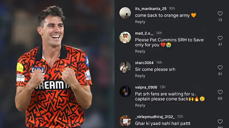 IPL 2026 SRH fans flood Pat Cummins’ Instagram comments, urge him to return