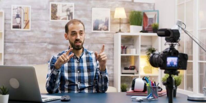 vlogger recording a video for social media