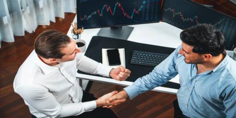 Successful businessmen market dealing investment