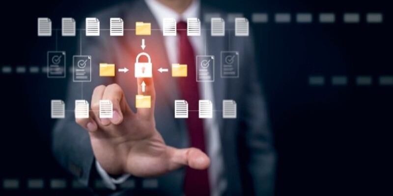 Cyber security and security password login online concept hands typing and entering username and password