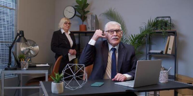 Business man working at desk in office