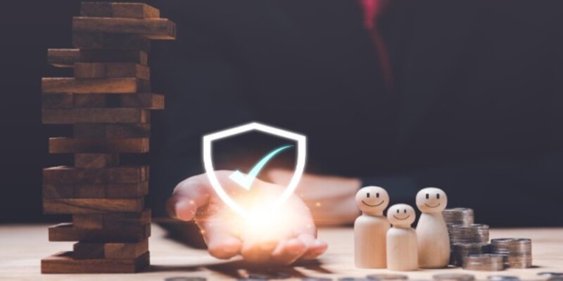 Businessman showing icons protection and manage decisions on business opportunities