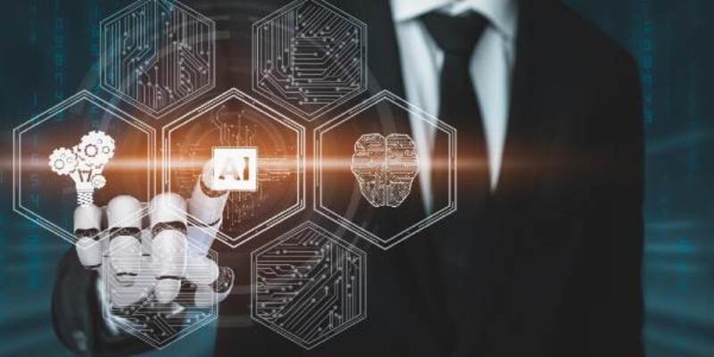 Futuristic robot artificial intelligence revolutionary ai technology concept