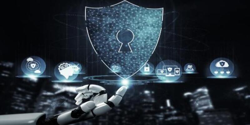 3d rendering artificial intelligence ai and cyborg development for future of people living digital data mining
