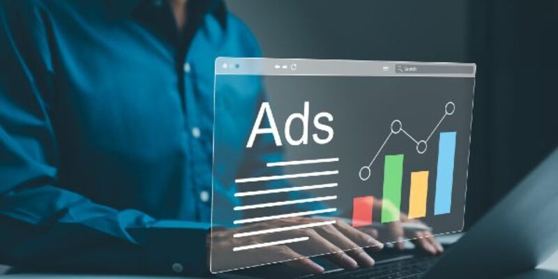 Ad on website and social media banner ads on internet digital marketing concept