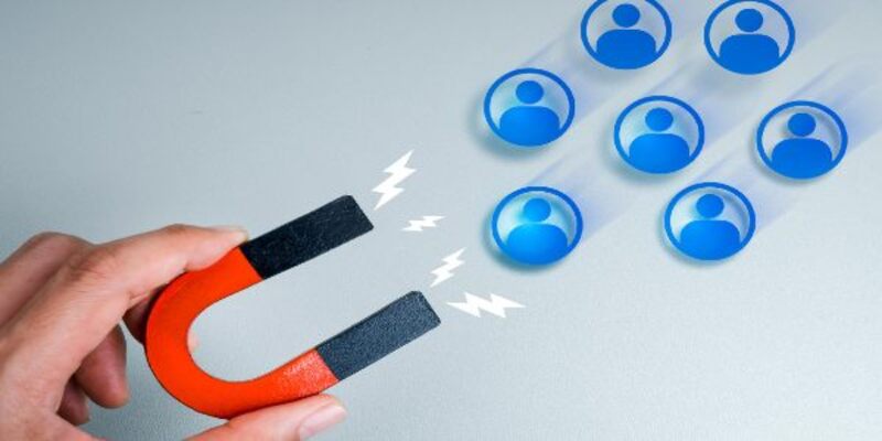 Business digital marketing data network attract leads and customers concept