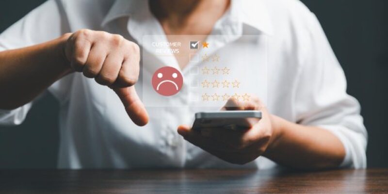 Customer experience dissatisfied concept low rating negative social