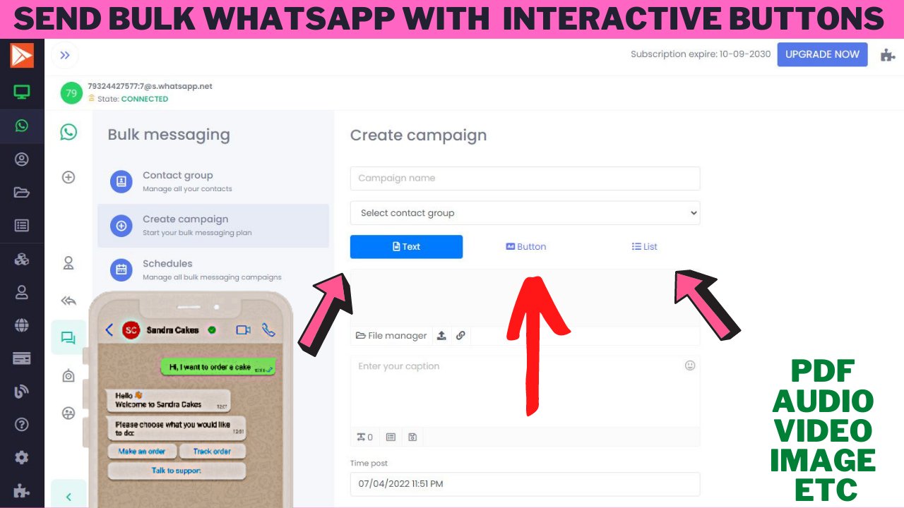 Send Bulk Messages With New Interactive Buttons ChatBot Waziper v2.0.5 - WhatsApp Marketing Tool API