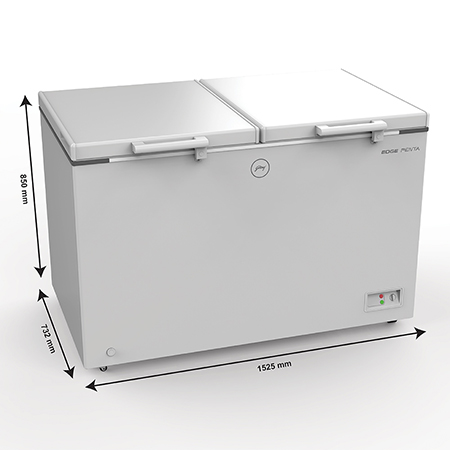 Godrej Edge Penta Hard Top 525 Ltr range double door convertible chest Freezer - DH EPenta 525D 41 CMFH2LM Rw