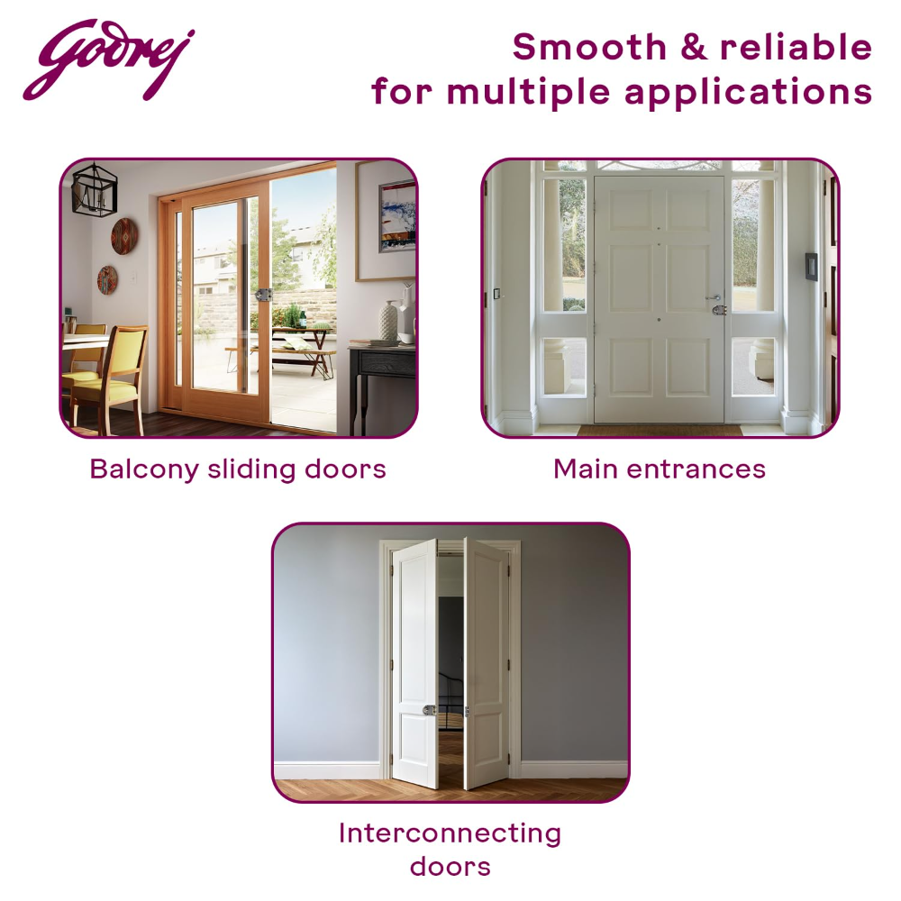 Godrej Rim Lock | Vertibolt Ultra Lock For Wooden Main Door | 2C Deadbolt | 14 Pin Cylinder | For Inside Opening or Double Dooror Sliding Door | 4 Keys | 5 Yr Warranty | Manual Locking | Antique Brass