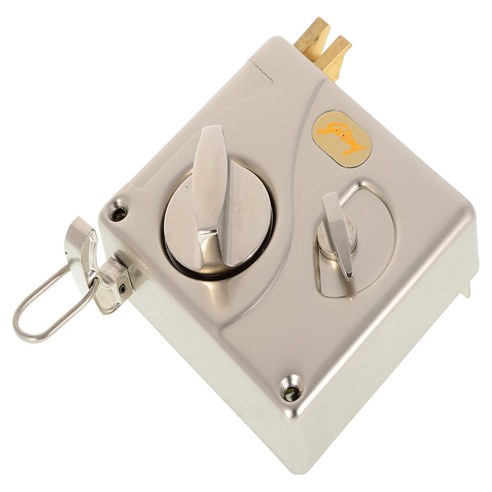 Godrej Rim Lock I Tribol 1 CK Latchbolt I For Home Main door I for Outside Opening Door and LeftorRight Handed Doors I 4 Keys I 15 Year Warranty I Automatic Locking I Lacquer Finish