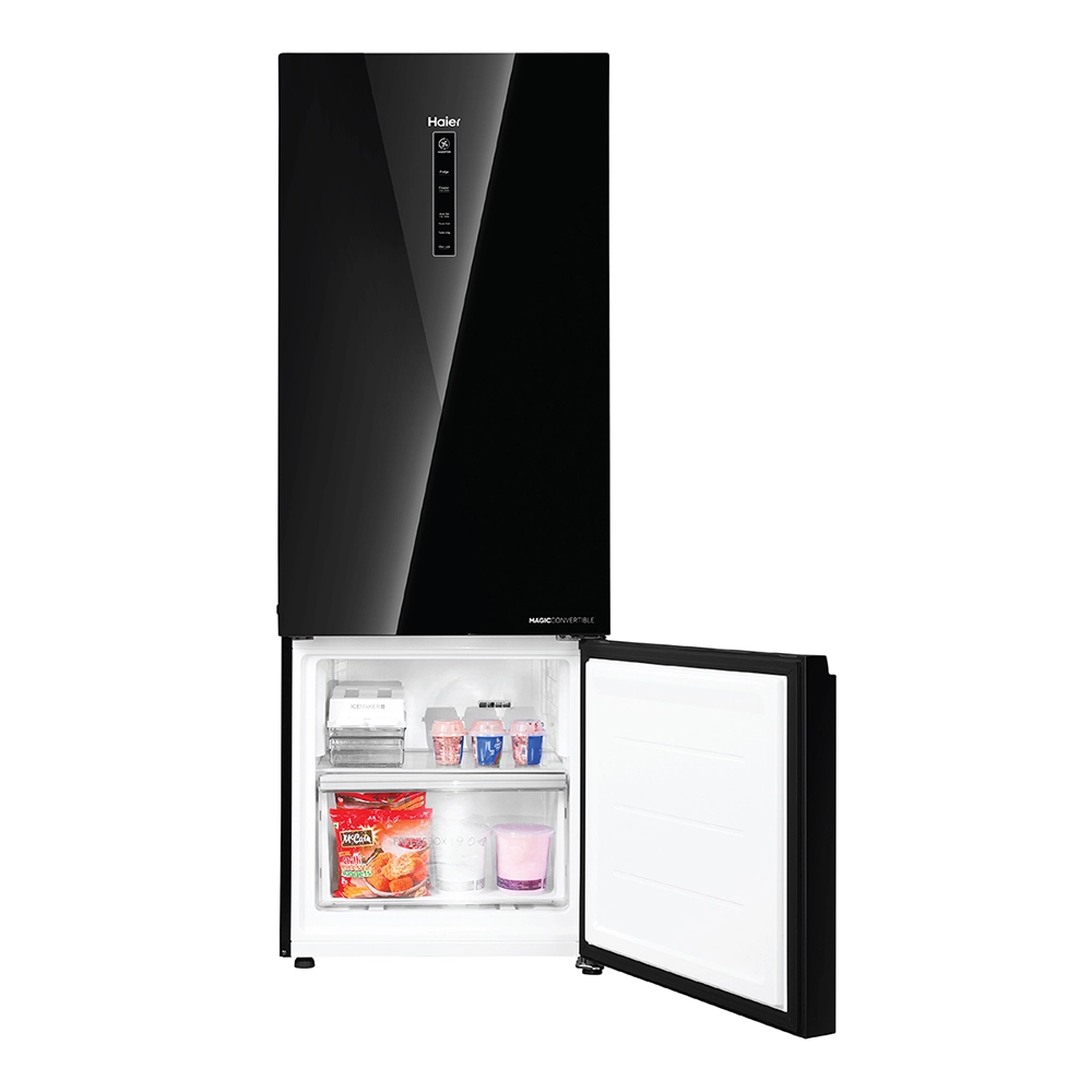 Haier 325 L 2 Star Black Glass  Bottom Mount Refrigerator