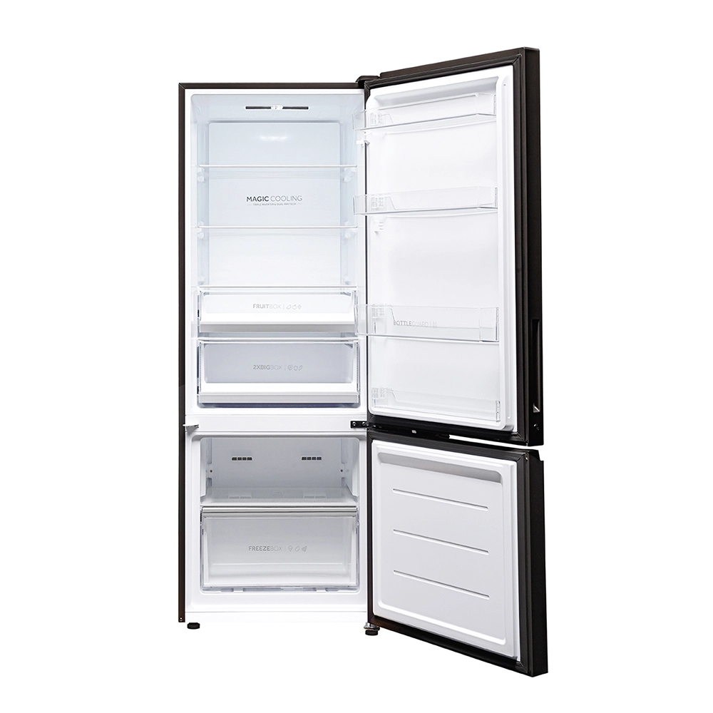 Haier 325 L 2 Star Black Glass  Bottom Mount Refrigerator