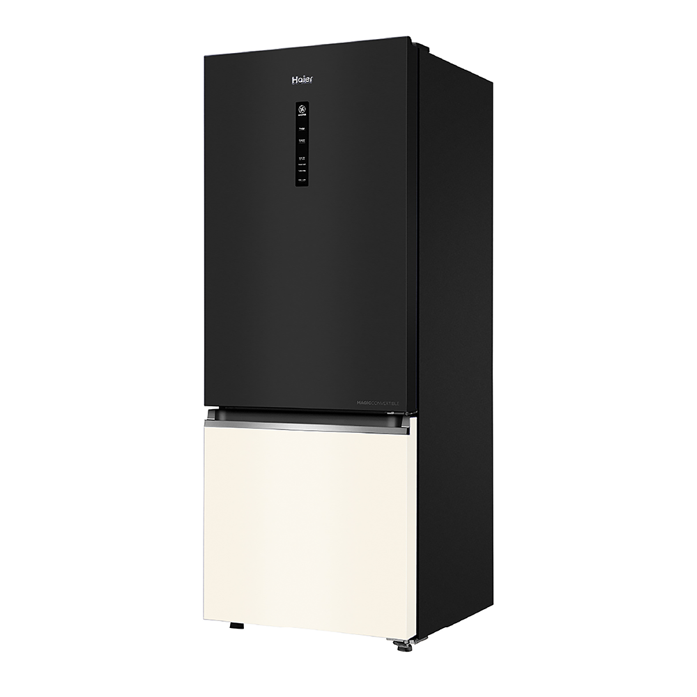 Haier 325 L 2 Star Black white Glass  Bottom Mount Refrigerator