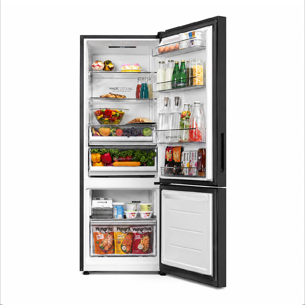 Haier 325 L 2 Star Black white Glass  Bottom Mount Refrigerator