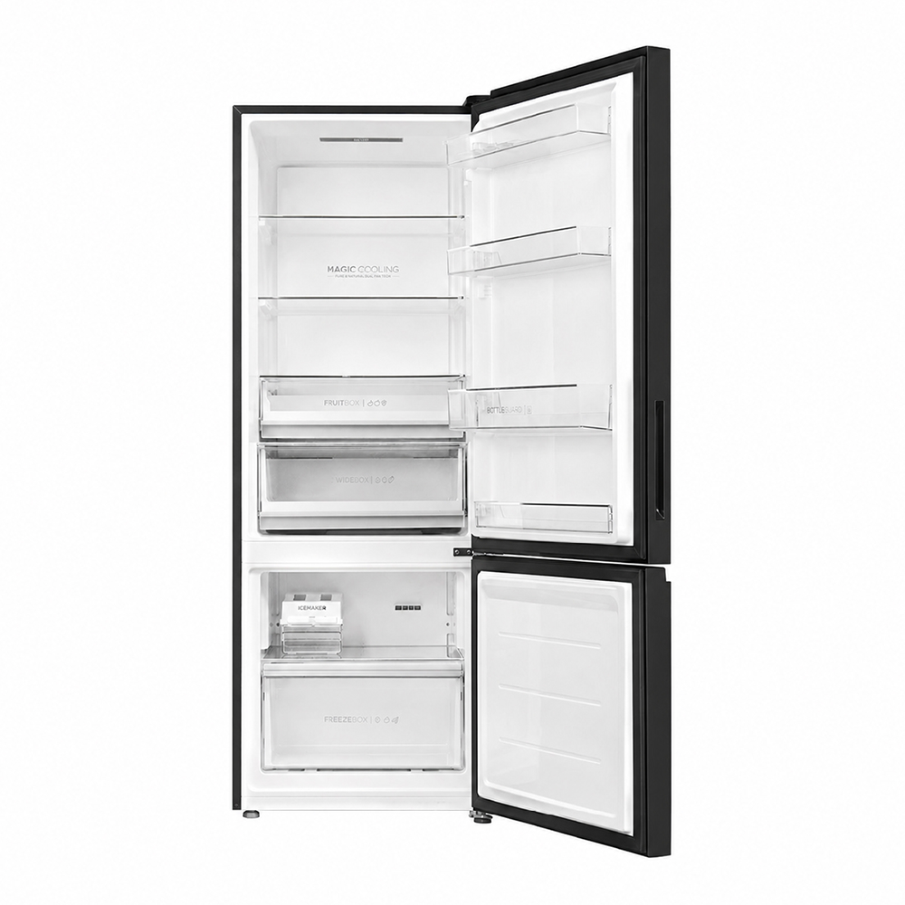 Haier 325 L 2 Star Black white Glass  Bottom Mount Refrigerator