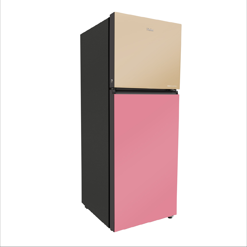 Haier 328L 2 Star Cream Pink  Glass Double Door Refrigerator