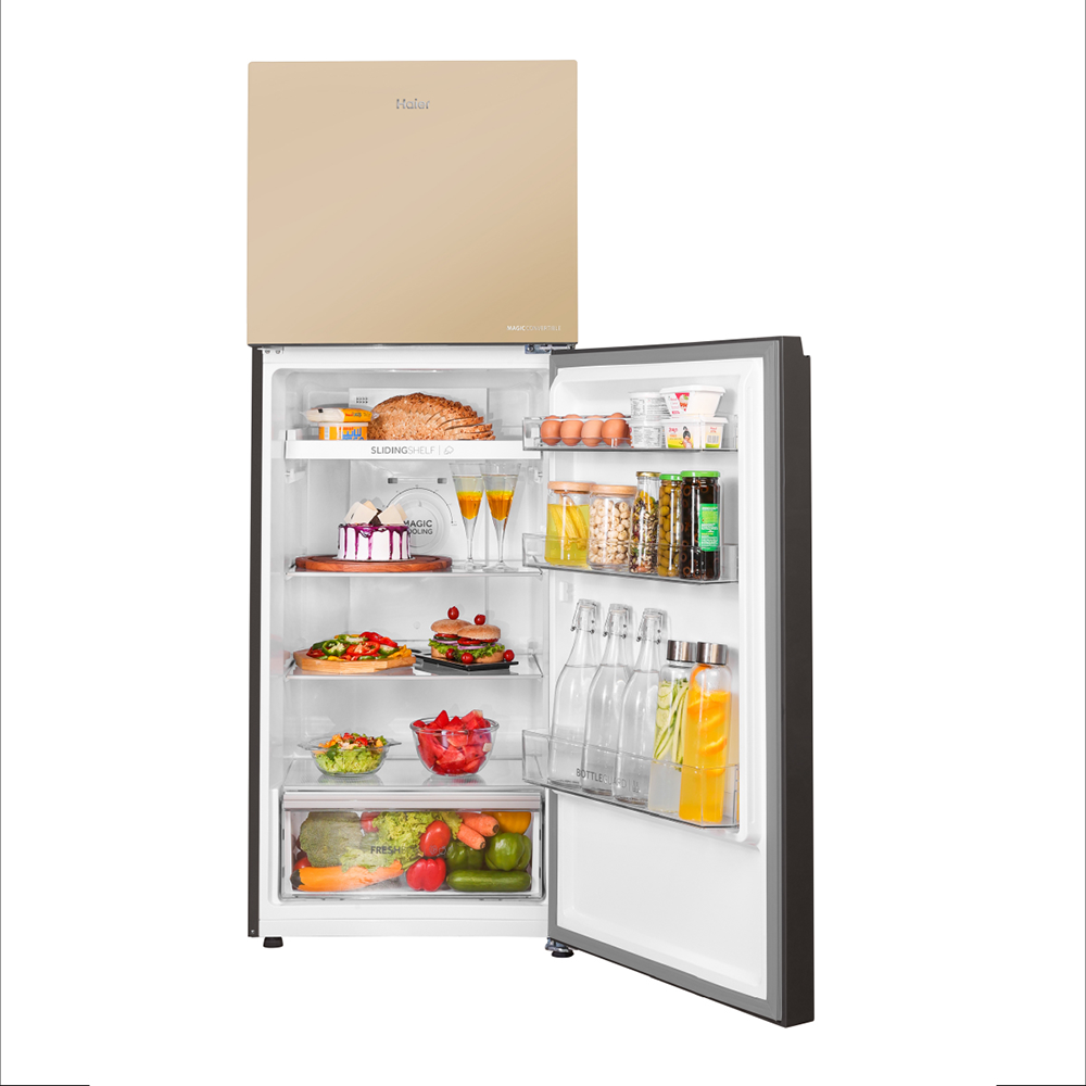 Haier 328L 2 Star Cream Pink  Glass Double Door Refrigerator