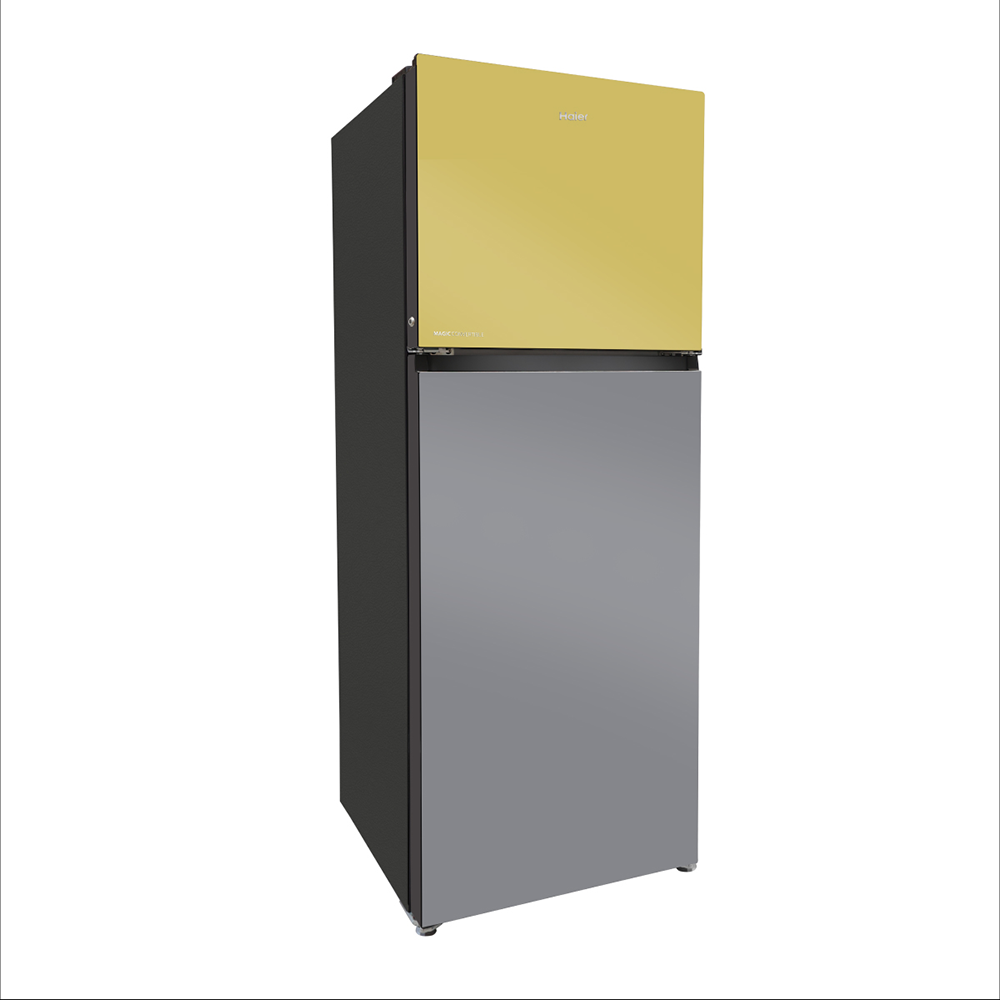 Haier 328L 2 Star Yello Grey Glass Glass Double Door Refrigerator