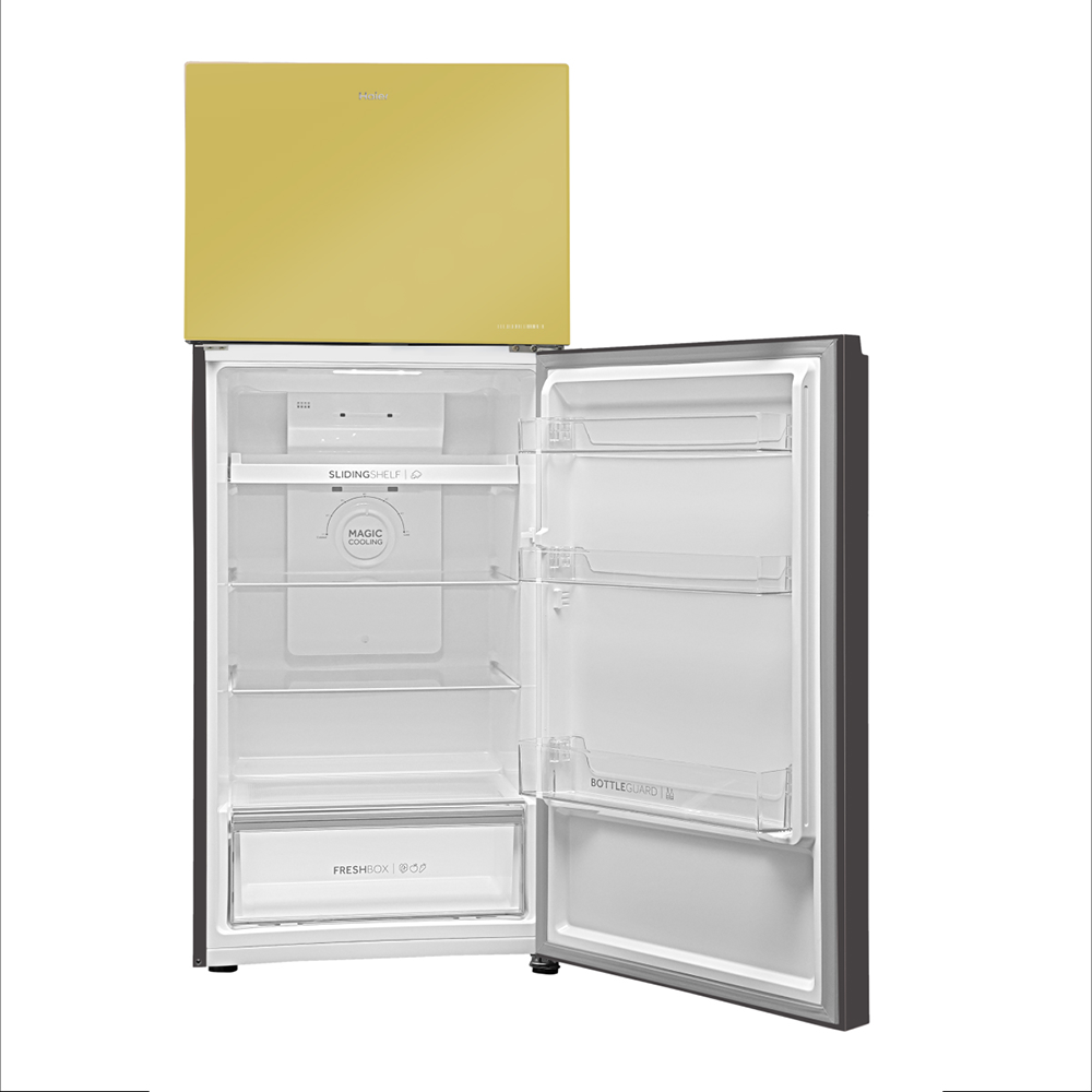 Haier 328L 2 Star Yello Grey Glass Glass Double Door Refrigerator
