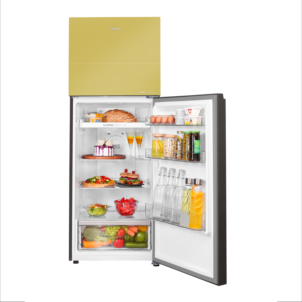 Haier 328L 2 Star Yello Grey Glass Glass Double Door Refrigerator
