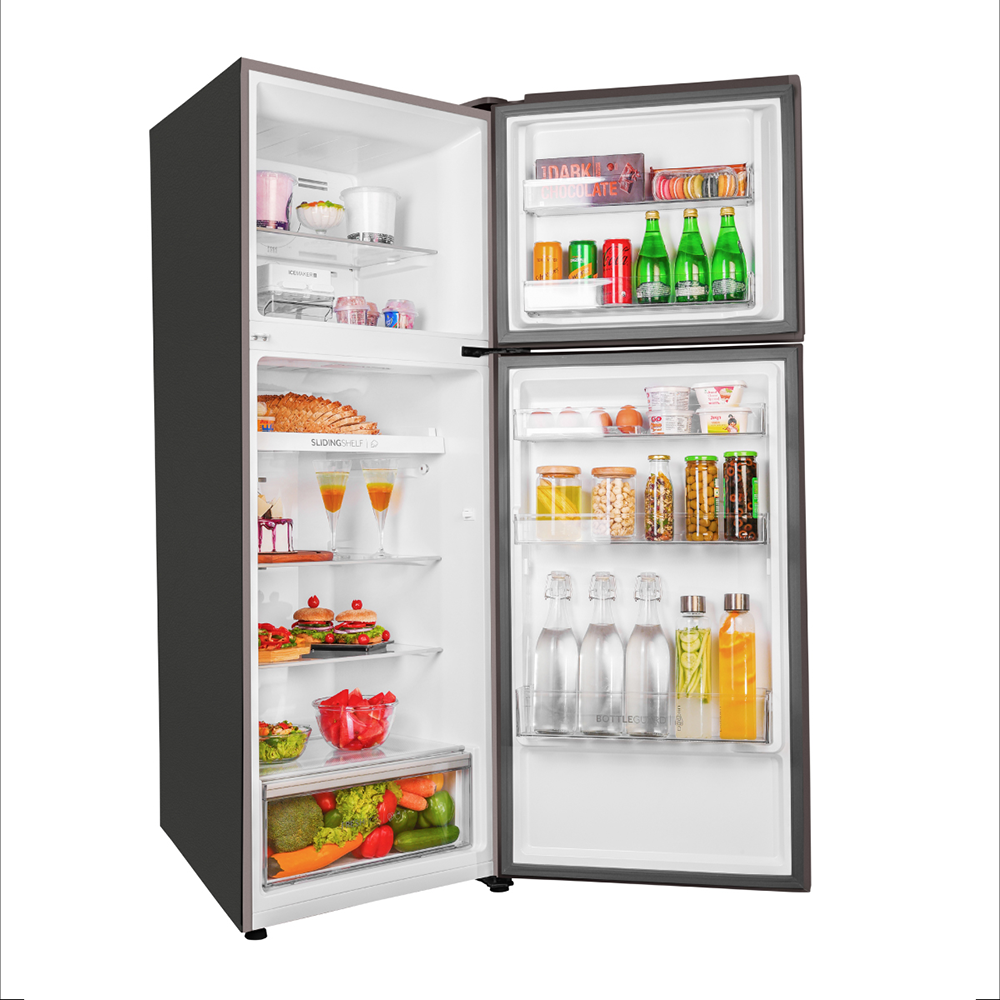 Haier 328L 2 Star Yello Grey Glass Glass Double Door Refrigerator