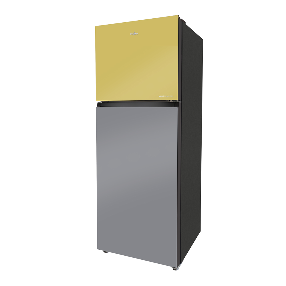 Haier 328L 2 Star Yello Grey Glass Glass Double Door Refrigerator