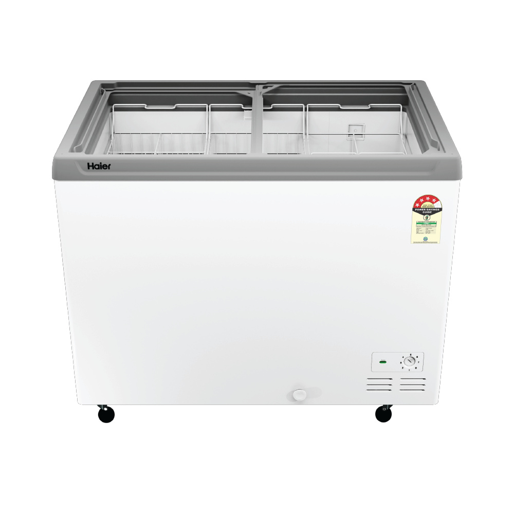 Haier 425L Glass Top Deep Freezer With LED| 2026 STAR Rating (White)