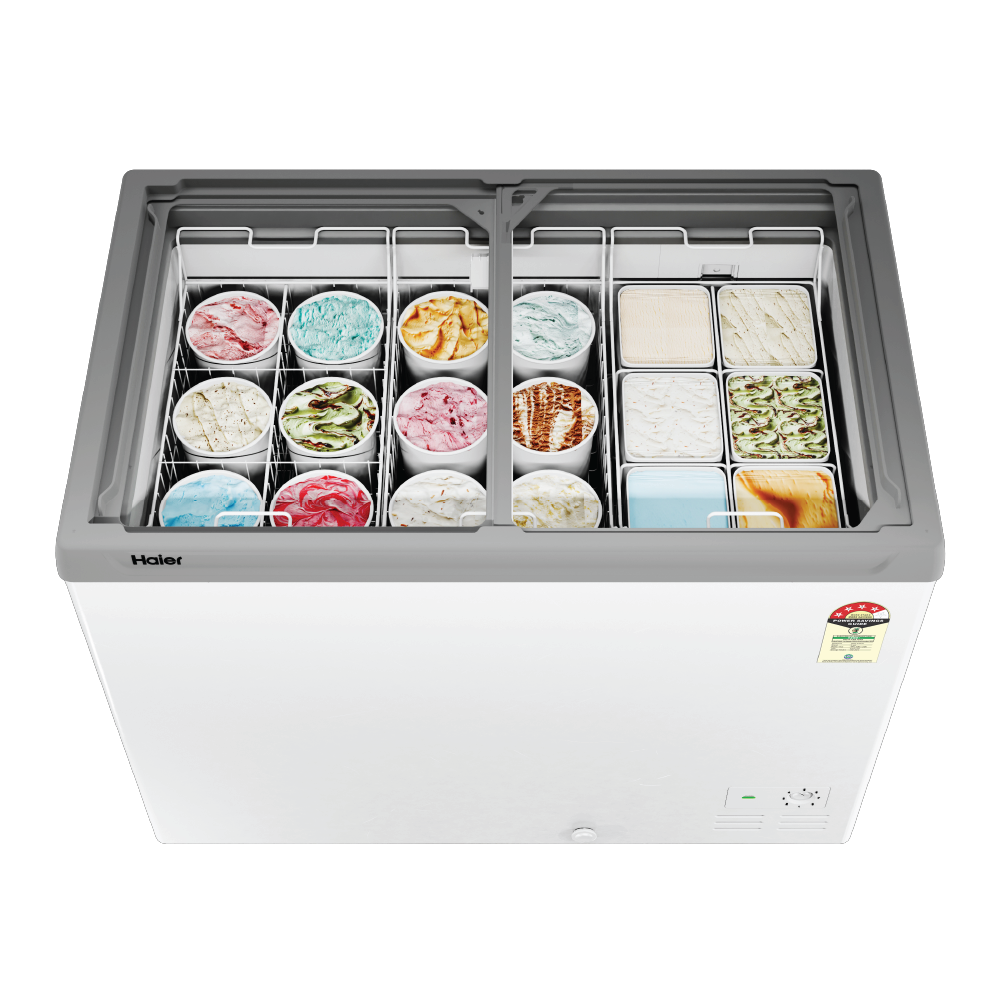 Haier 425L Glass Top Deep Freezer With LED| 2026 STAR Rating (White)