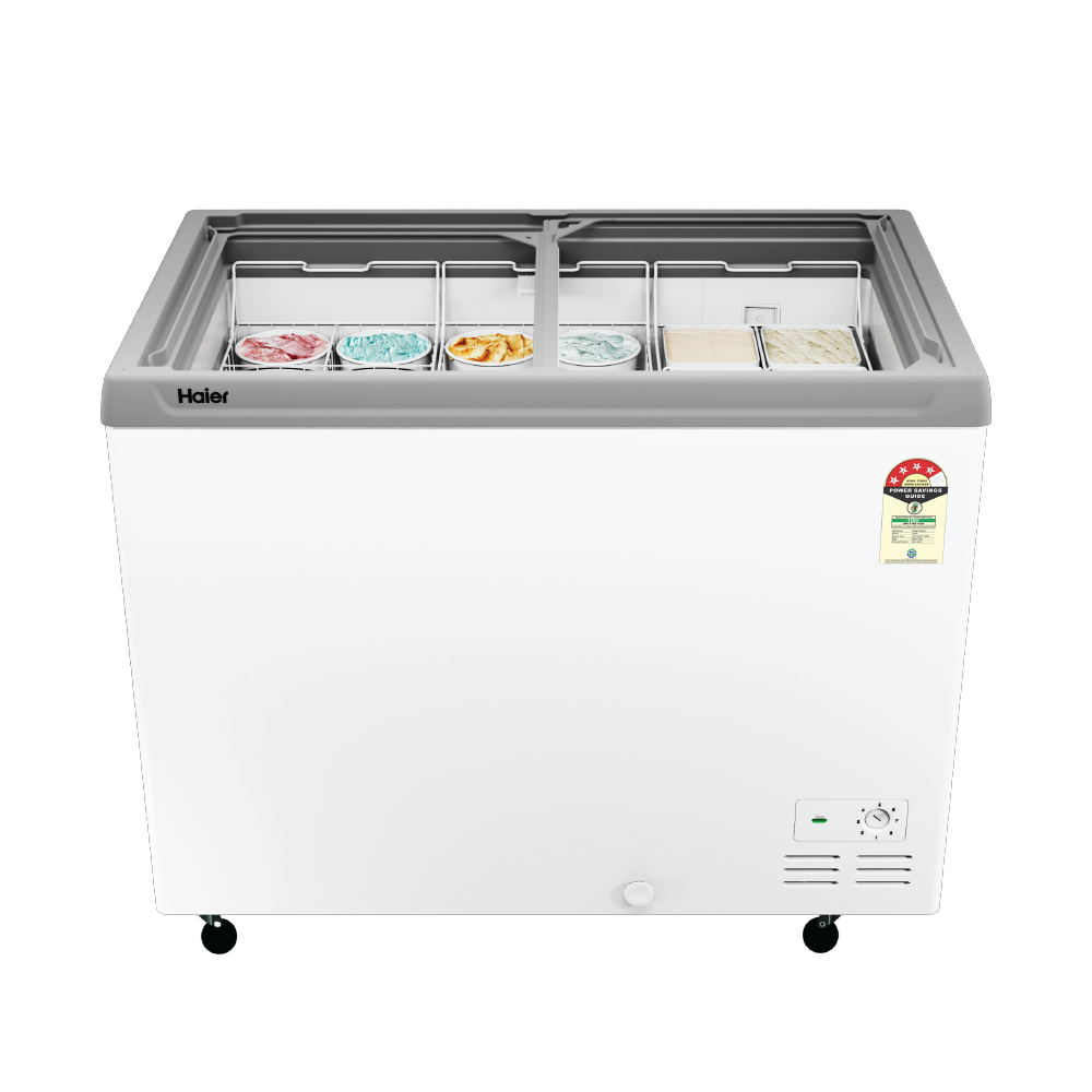 Haier 425L Glass Top Deep Freezer With LED| 2026 STAR Rating (White)