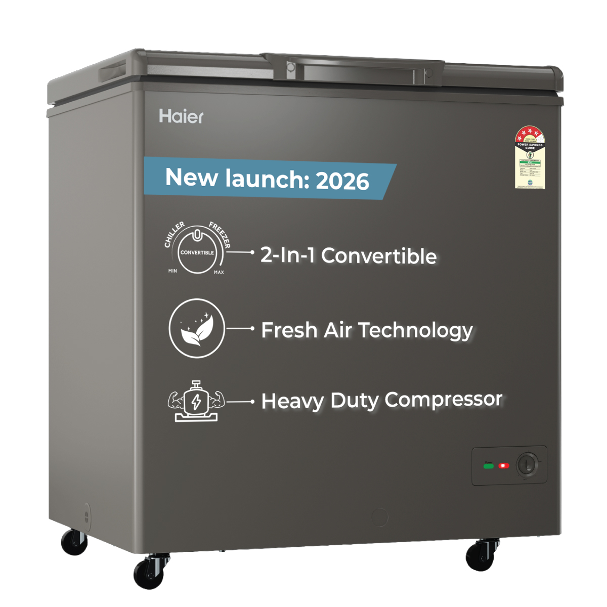 Haier 235 Ltr Single door- Embossed Titanium Grey colour Convertible Hard top Freezer