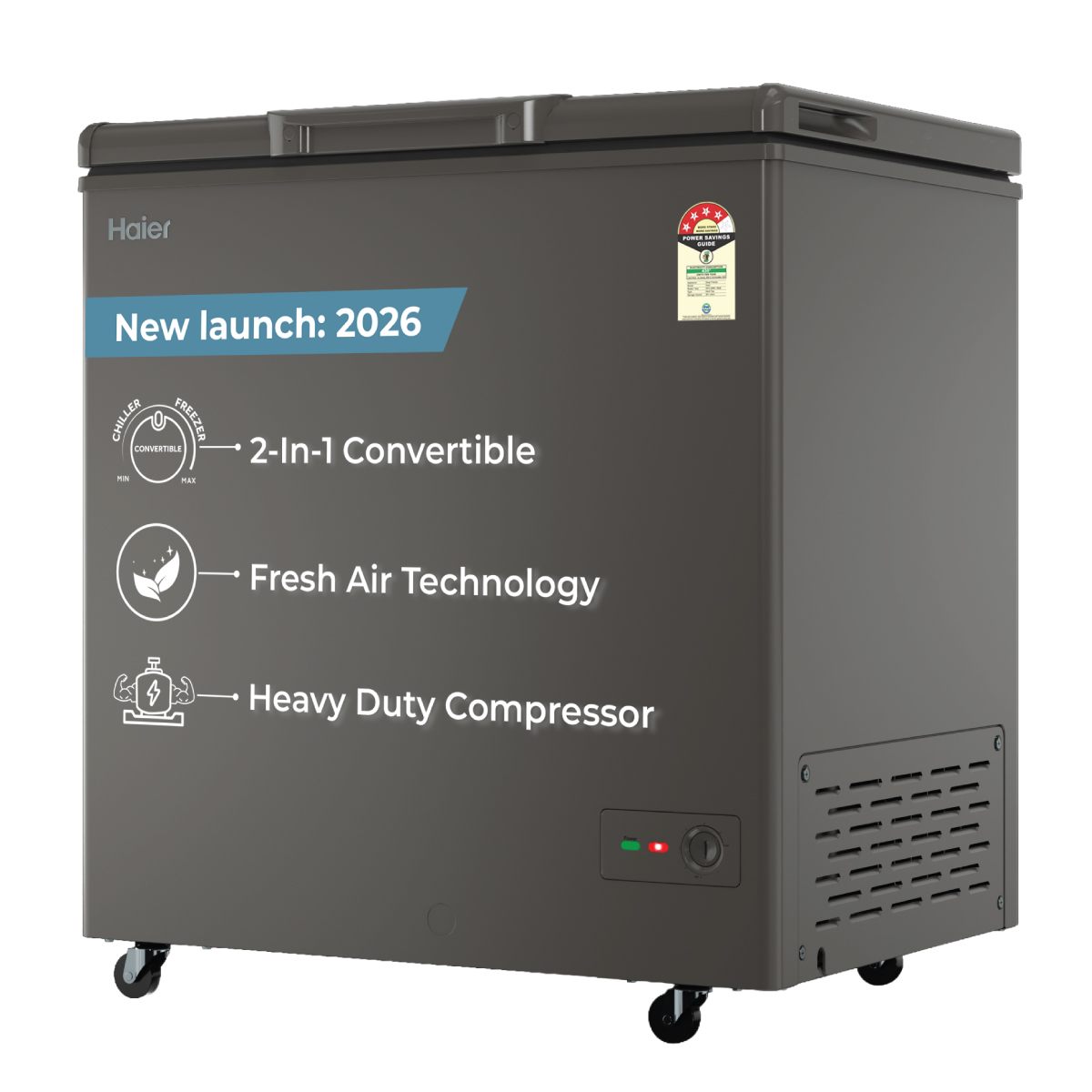 Haier 235 Ltr Single door- Embossed Titanium Grey colour Convertible Hard top Freezer