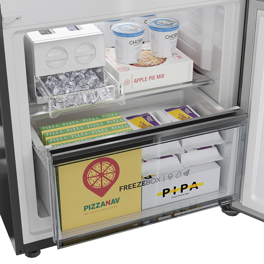 Haier 445L 2 Star   Black Glass Bottom Mount Ref