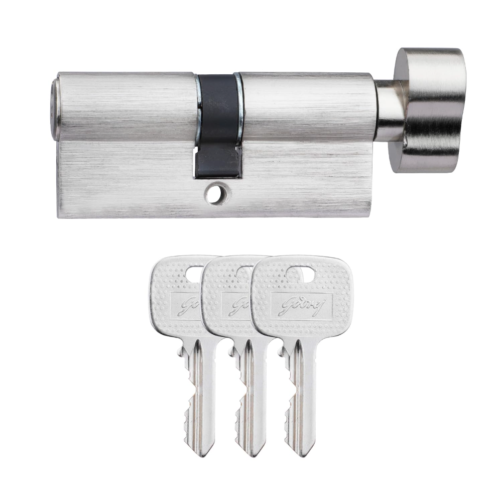 Godrej Cylinder | Eco Pin Cylinder | 1CK 70mm | Satin Steel Finish | Door Thickness Upto 50mm | 3 Keys| 4601