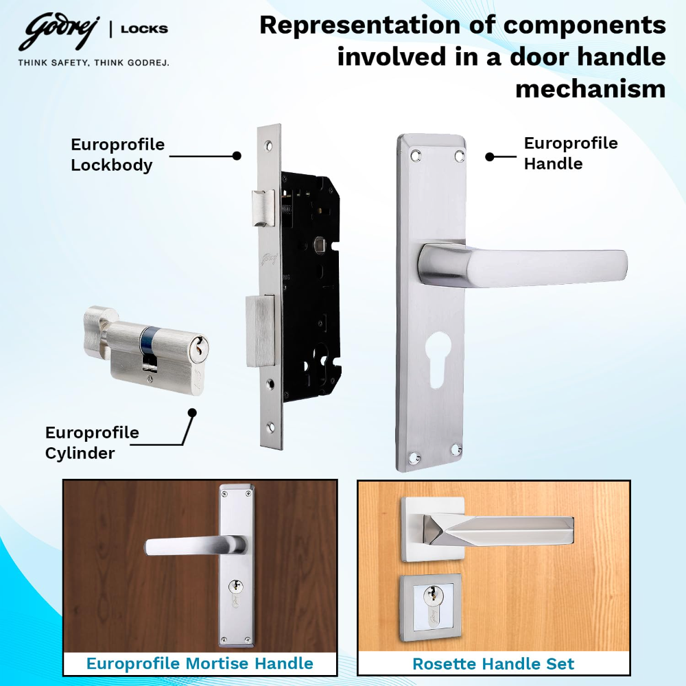 Godrej Cylinder | Eco Pin Cylinder | 1CK 70mm | Satin Steel Finish | Door Thickness Upto 50mm | 3 Keys| 4601