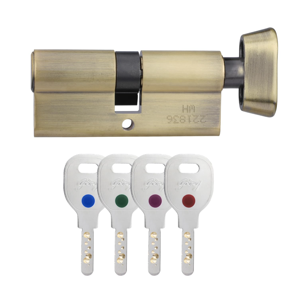 Godrej Cylinder | Europrofile Ulturo XL Plus  | 1CK 70mm | Antique Brass Finish | Door Thickness Upto 50mm | 4 Keys| 4237
