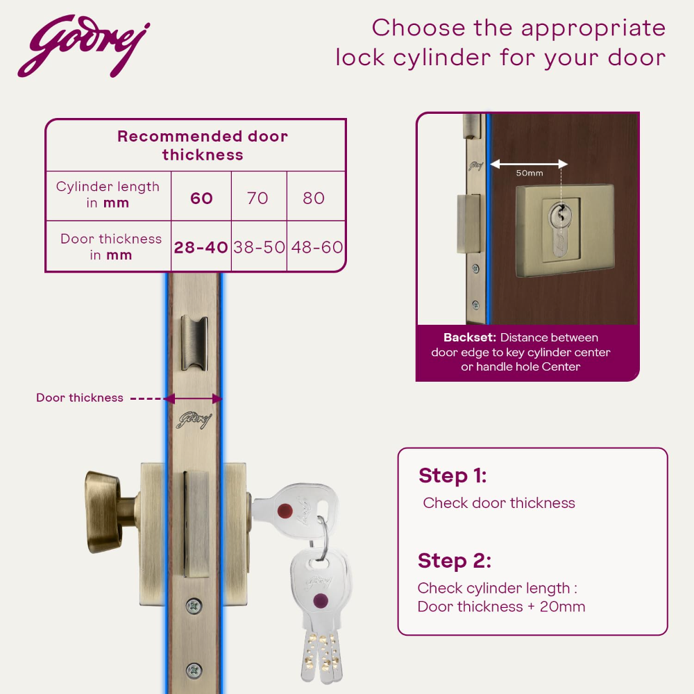 Godrej Cylinder | Europrofile Ulturo XL Plus  | 1CK 60mm | Antique Brass Finish | Door Thickness Upto 40mm | 4 Keys| 4235