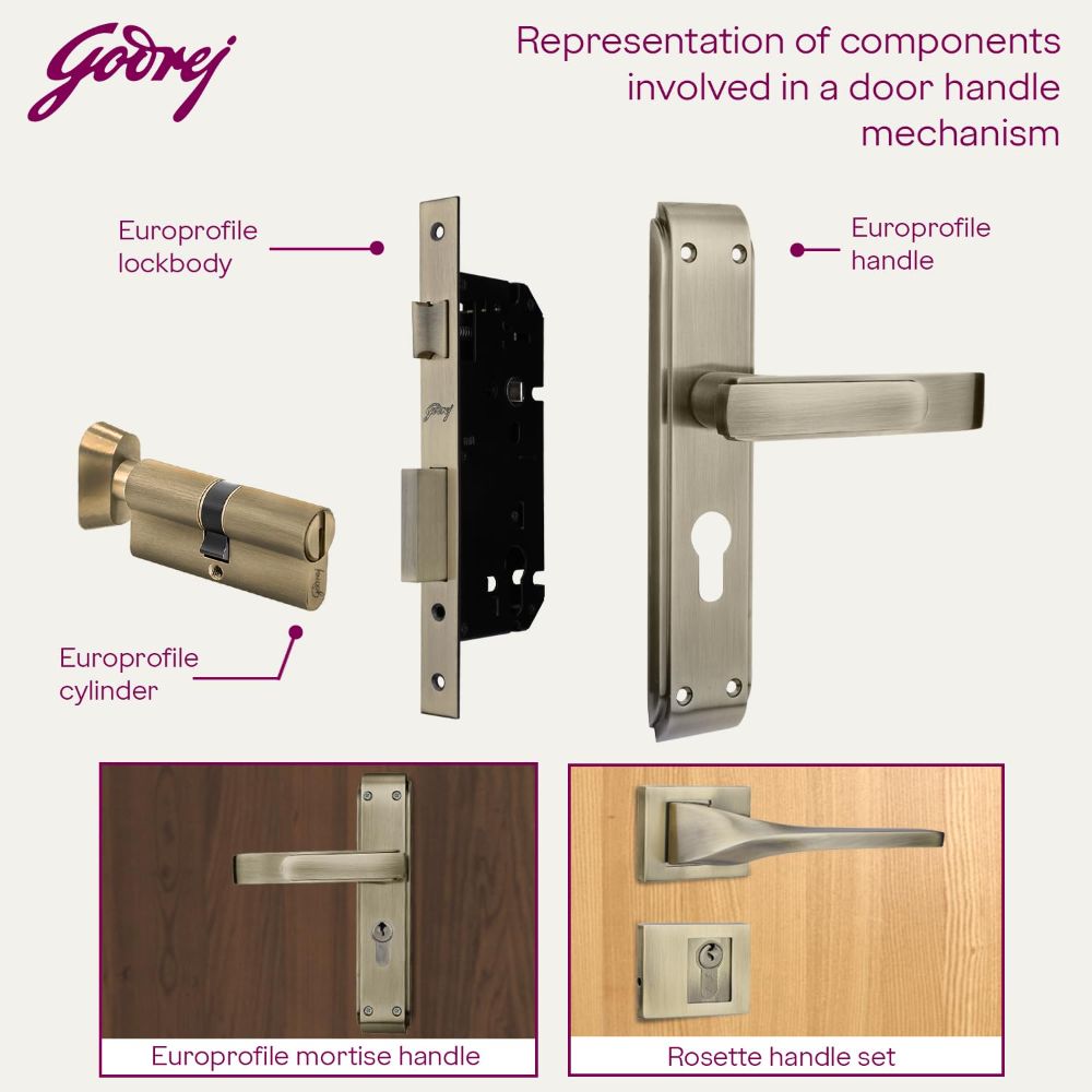 Godrej Cylinder | Europrofile Ulturo XL Plus  | 1CK 60mm | Antique Brass Finish | Door Thickness Upto 40mm | 4 Keys| 4235