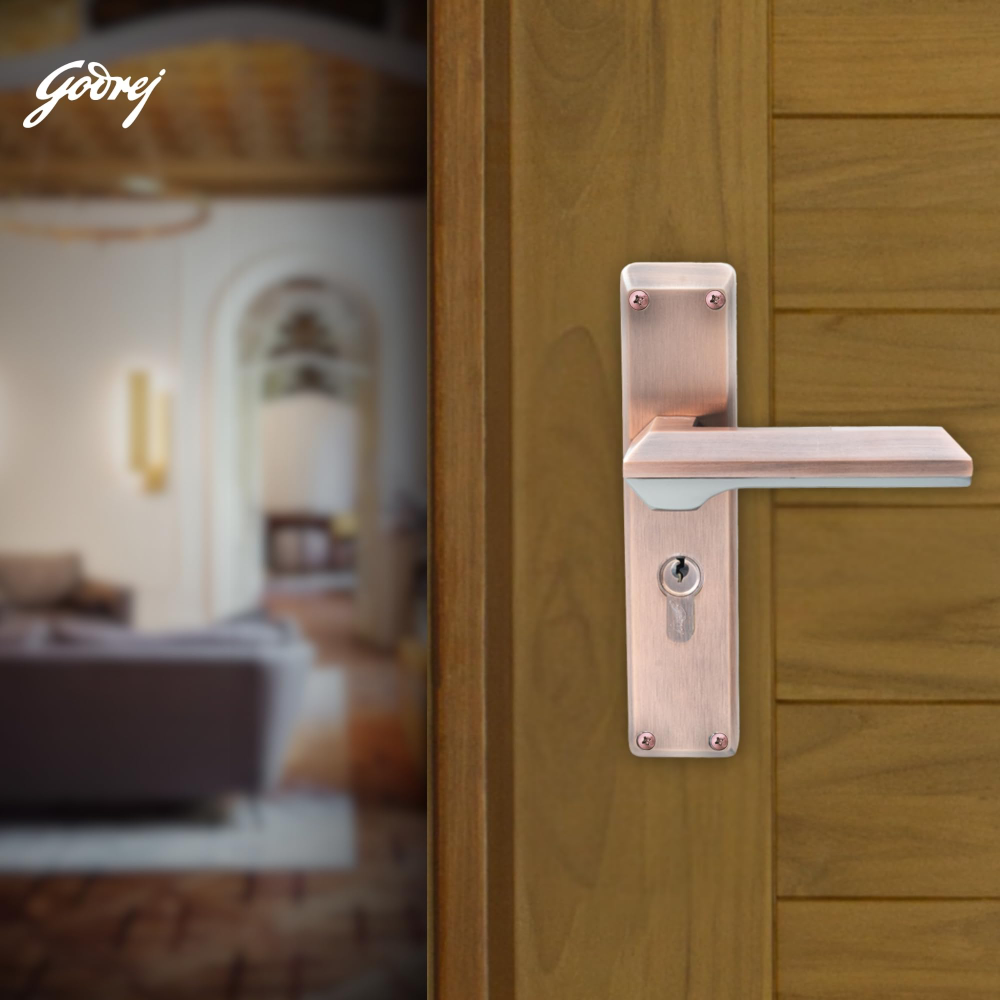 Godrej Mortise Lock | 200mm Plate | 5inch Handle | NEH 23 | Double Throw Deadbolt | 3 Keys | Reversible Left or Right Handed | Door Lock for Home, Main Door | Black Antique Copper Finish | 5 Yr Warranty | 8950