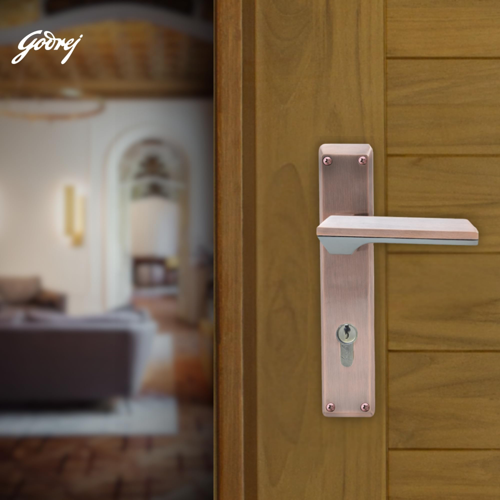 Godrej Mortise Lock | 240mm Plate | 5inch Handle | NEH 23 | Double Throw Deadbolt | 3 Keys | Reversible Left or Right Handed | Door Lock for Home, Main Door | Black Antique Copper Finish | 5 Yr Warranty | 8948