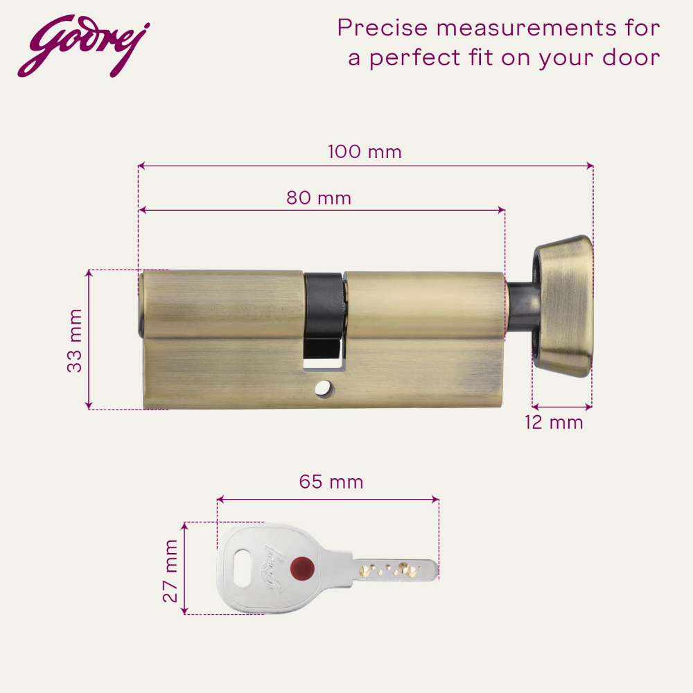 Godrej Europrofile Ulturo XLplus  for Main Doors and  interconnecting Doors | 1CK 80mm | Antique Brass Finish | Door Thickness Upto 50mm | 4 Keys | 5 Years | 5132