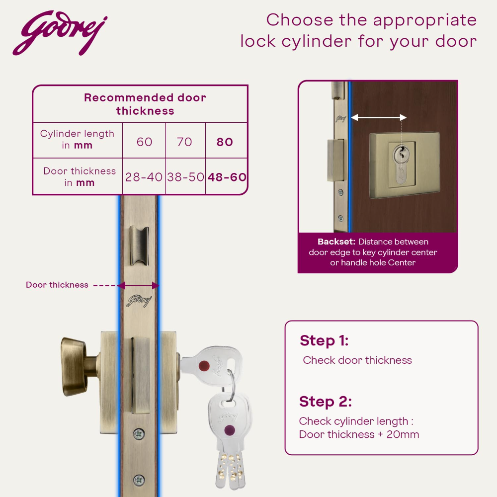 Godrej Europrofile Ulturo XLplus  for Main Doors and  interconnecting Doors | 1CK 80mm | Antique Brass Finish | Door Thickness Upto 50mm | 4 Keys | 5 Years | 5132
