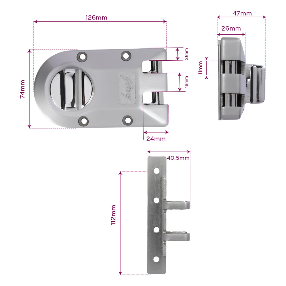 Godrej Rim Lock | Vertibolt Ultra XL plus  Lock for Wooden Main Door | 1CK Deadbolt | 14 Pin Cylinder | for Inside Opening or Double Door or Sliding Door | 4 Keys | 5 Yr Warranty | Manual Locking | Satin Nickel | 6001
