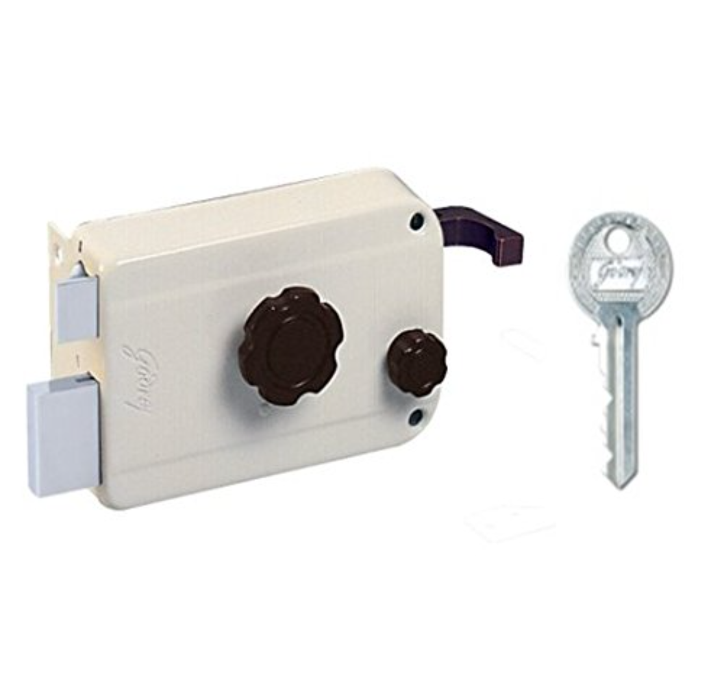 Godrej Locks 9104 Key Rim Lock (Beige and Brown, Polished Finish) 9104