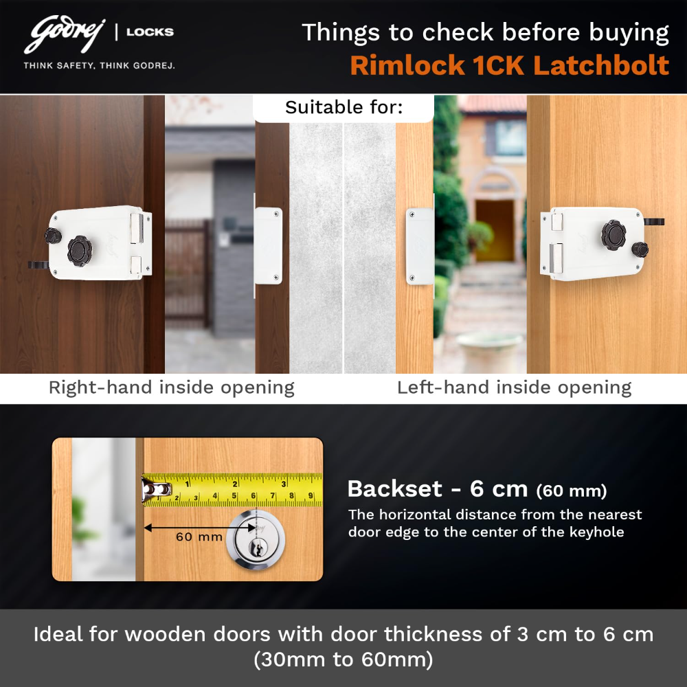 Godrej Locks 9104 Key Rim Lock (Beige and Brown, Polished Finish) 9104