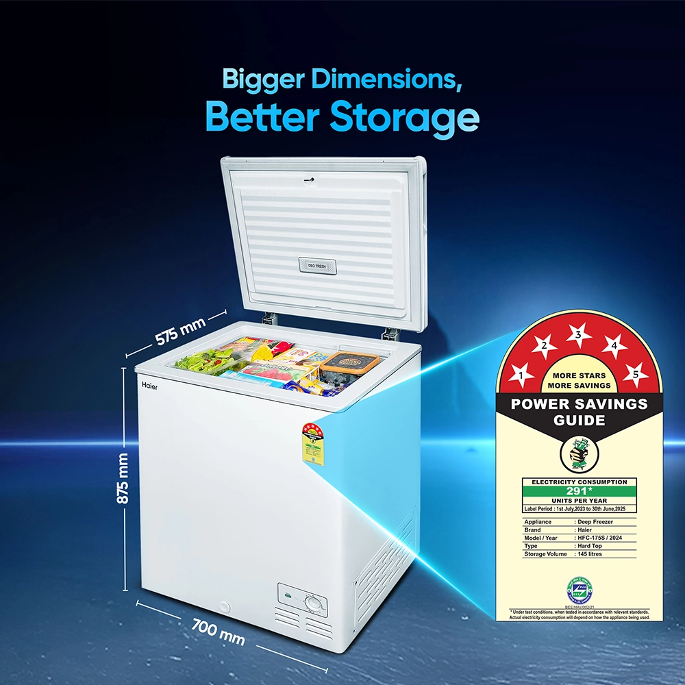 Haier 175 L Single door-White Colour Convertible Hardtop Freezer