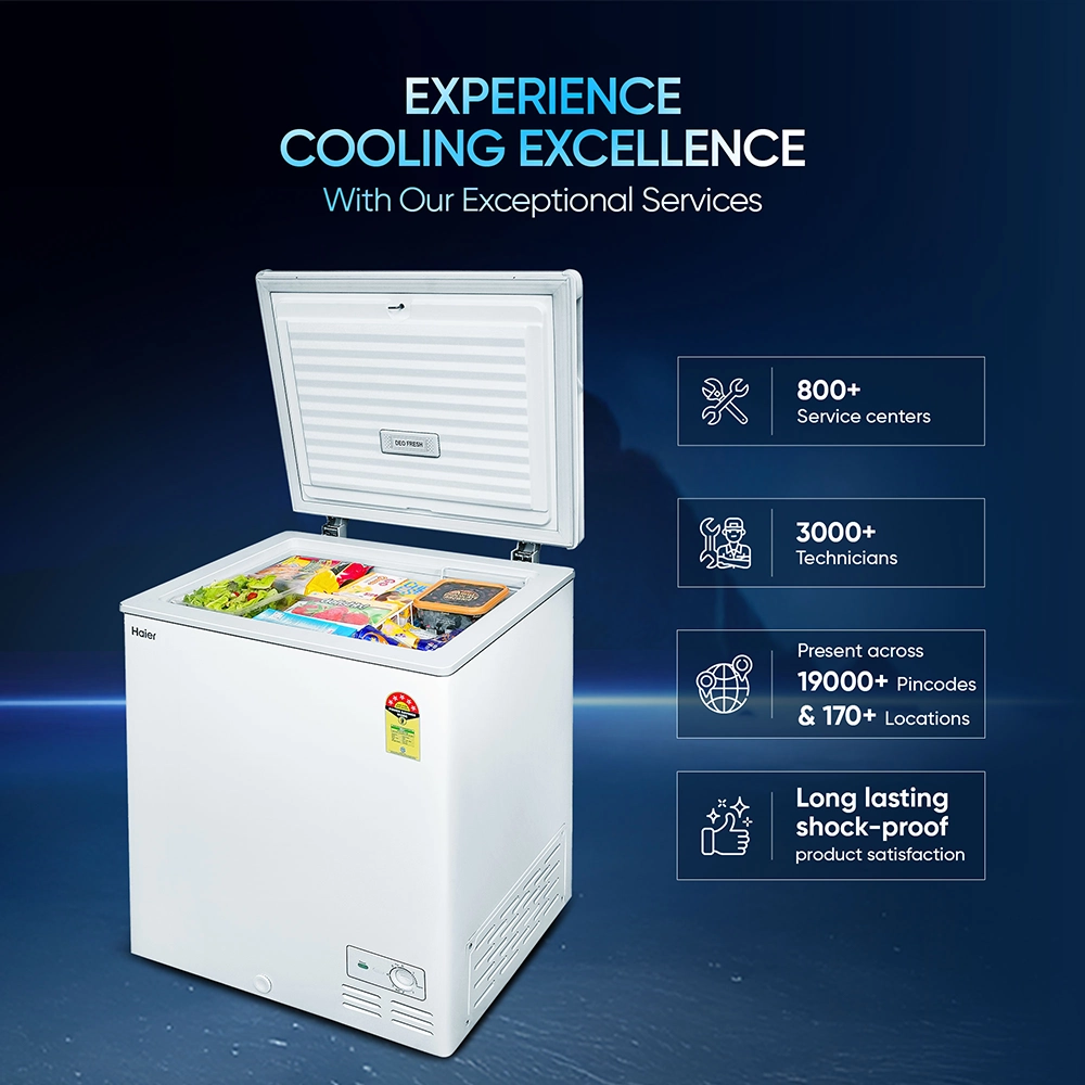 Haier 175 L Single door-White Colour Convertible Hardtop Freezer