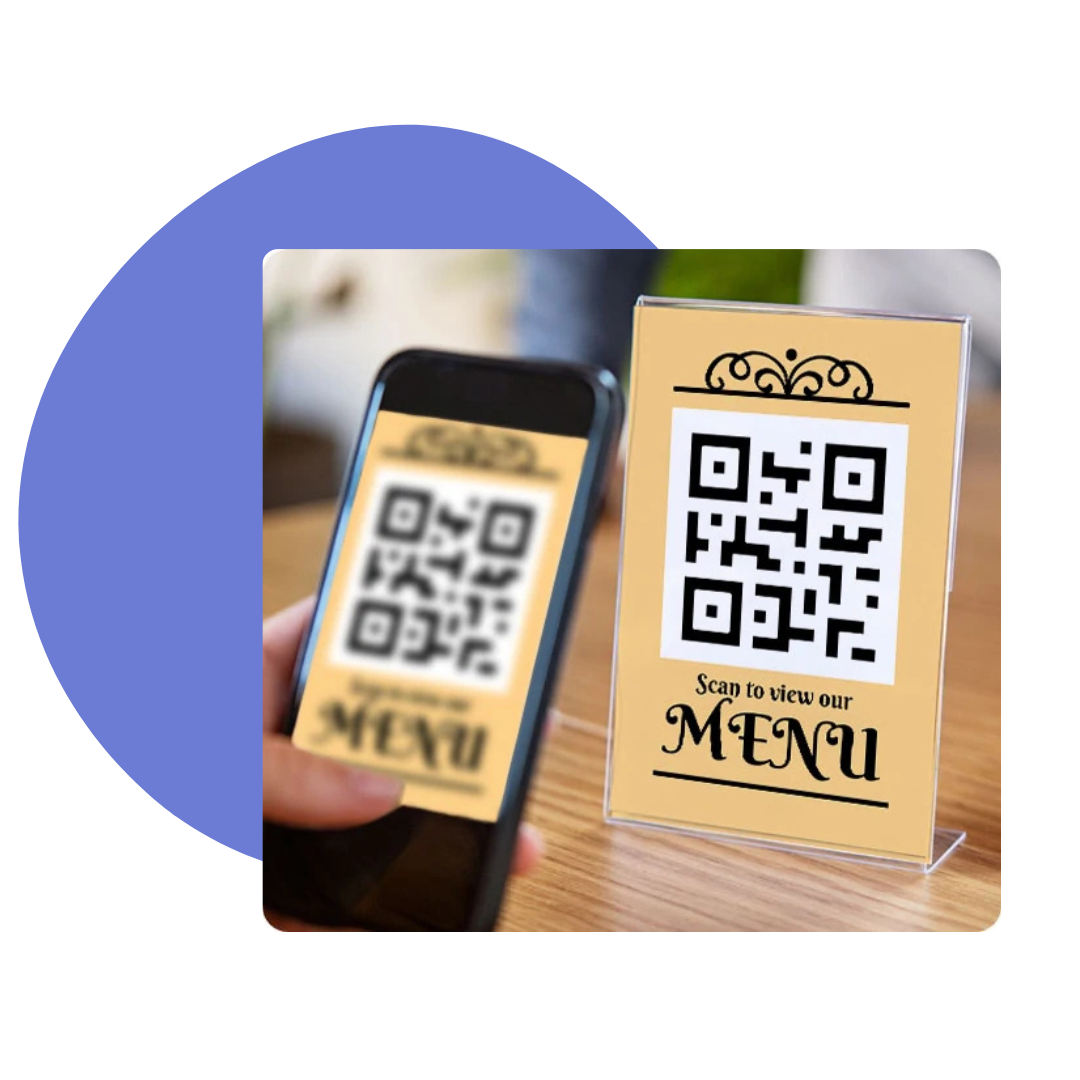DECOHO Menu Sans Contact Pictogramme Carré QR Code - Argent Brossé Pour Restaurant Et Hôtel