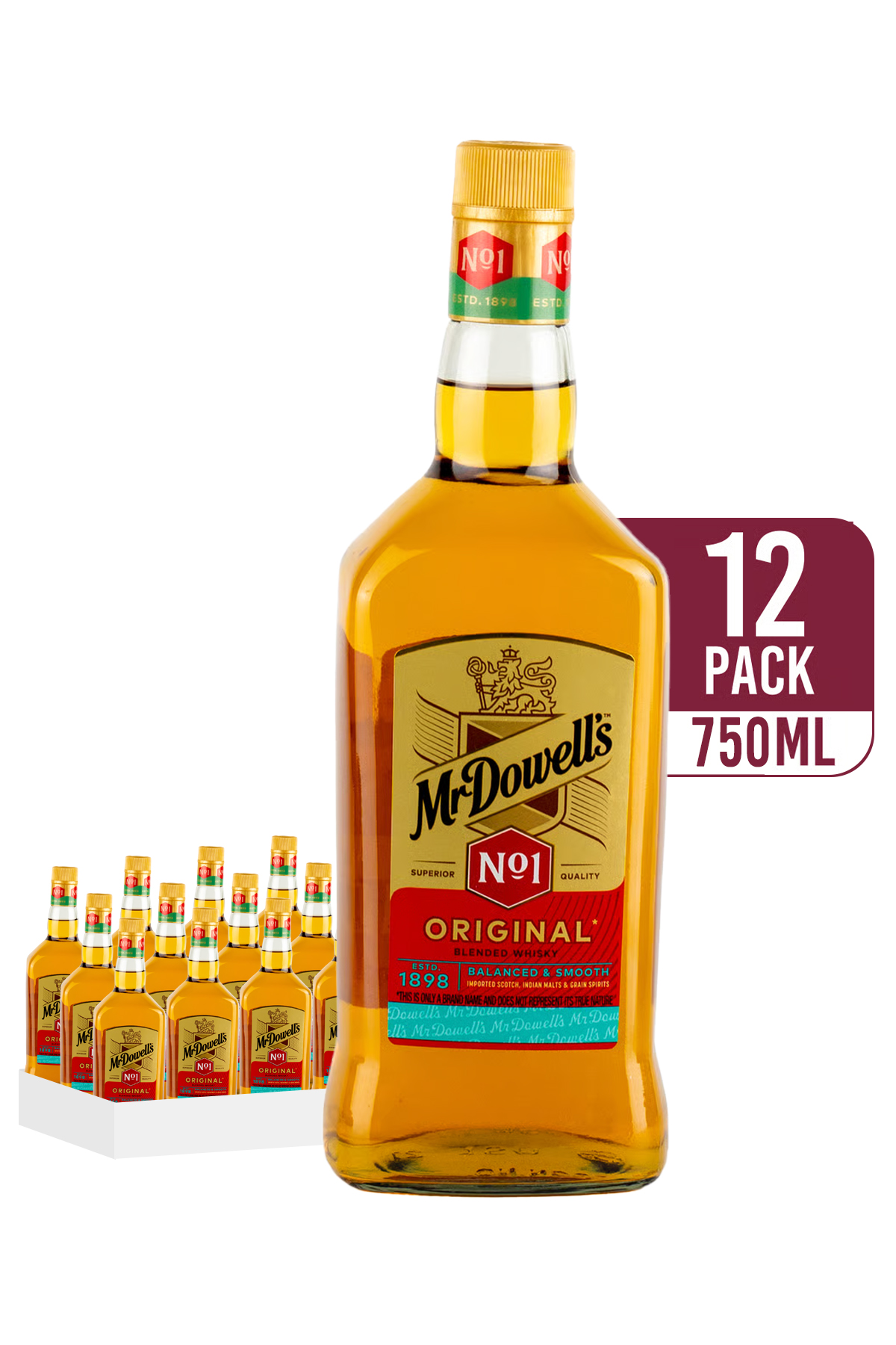 Buy McDowell's No.1 Blended Indian Whisky (12-pack) - CityDrinks
